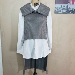 Gray ribbed High Low sleeveless sweater